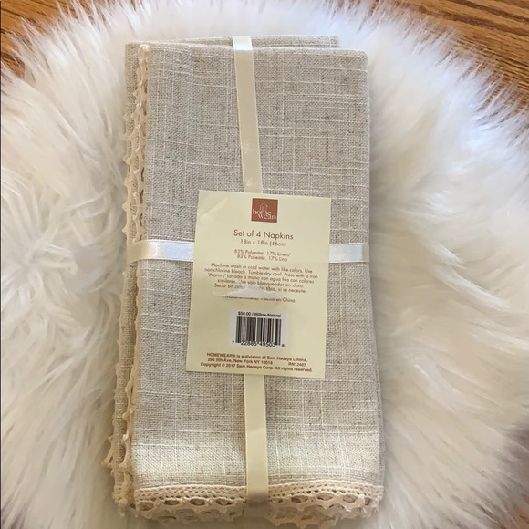 Homewear Willow 4-Pc. Napkin Set beige new - Picture 4 of 4